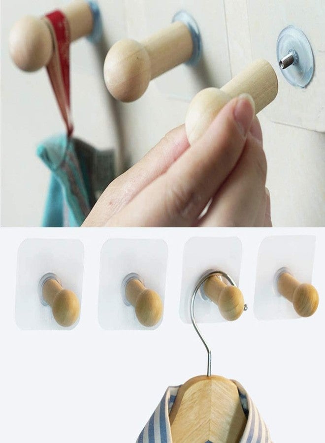 ZURATO Self Adhesive Wooden Hooks (Pack of 3) | Heavy Duty Wall Hooks | Waterproof, 4kg Load | Wood Hooks for Bathroom, Kitchen, Bedroom, Door & Wall Mount Hanging - Image 5